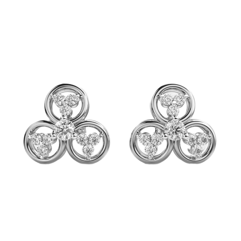 Clous d'oreilles Viola en argent 925 plaqué or et pierres rondes scintillantes
