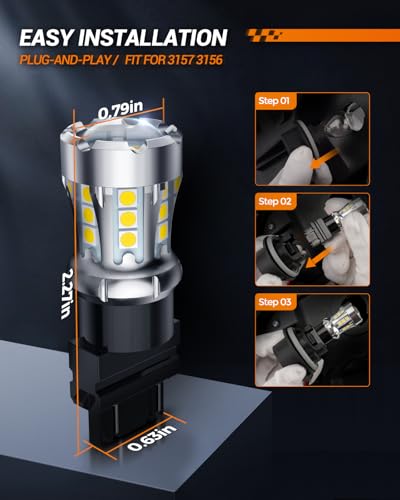 image for SEALIGHT 3157 LED Bulb White, Super Bright 3156 3056 3057 4157 3047 40