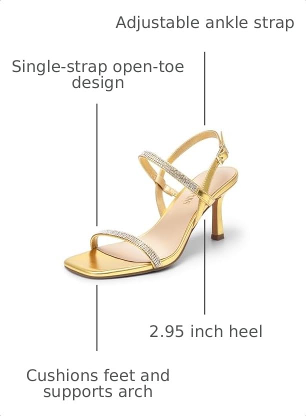 Image of DREAM PAIRS Womens Slingback Heels Square Open Toe Strappy Sandals Ankle Strap High Heeled Dressy Shoes