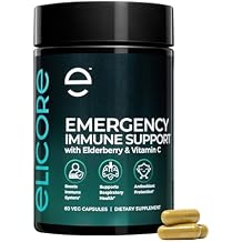 Premium Emergency Immune Support Supplement Immune Booster for Adults Vitamin C, E, B6, Zinc, Elderberry, Echinacea, Garlic & Turmeric Gluten Free, Vegan Friendly 60 Capsules