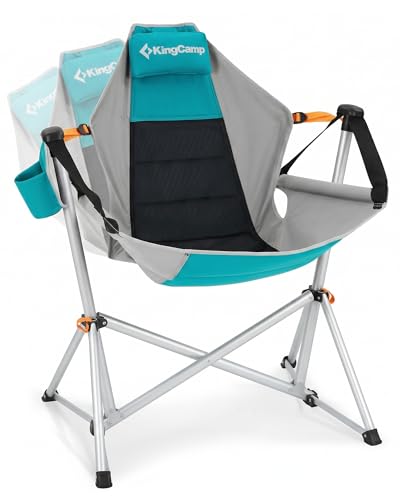 KingCamp Hammock Camping Chair, Swinging Portable Folding Camp Chairs for Adults Max 440lbs Heavy Duty Foldable Oversized Rocker with Aluminum Alloy Frame Cup Holder for Outdoor Beach Patio Sport