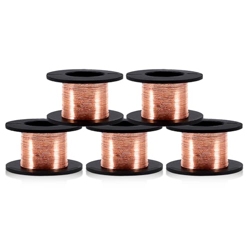 kupferdraht 0.1mm für Leiterplatten-Reparatur, Kupferdraht Isoliert, Kupferspule, 12 Meter je Rolle, 5 Rollen