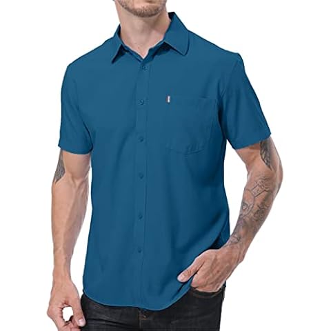 JACKETOWN Camisa Hombre Manga Corta Color Azul Cover