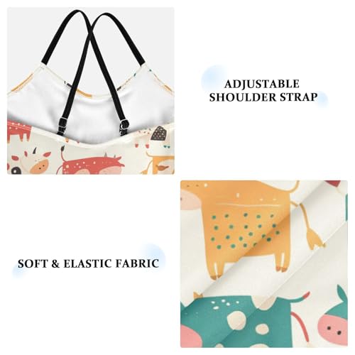 Cute Cow Pattern Hand Drawn Kids Girls 1-Piece Bathing Suit Beach Swimming Suits Adjustable Shoulder Strap Cute3