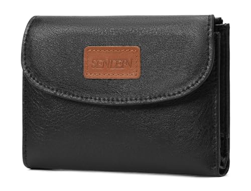 Image of SENDEFN Small Womens Wallet RFID Blocking Double Zipper Pocket Card Holder Purse