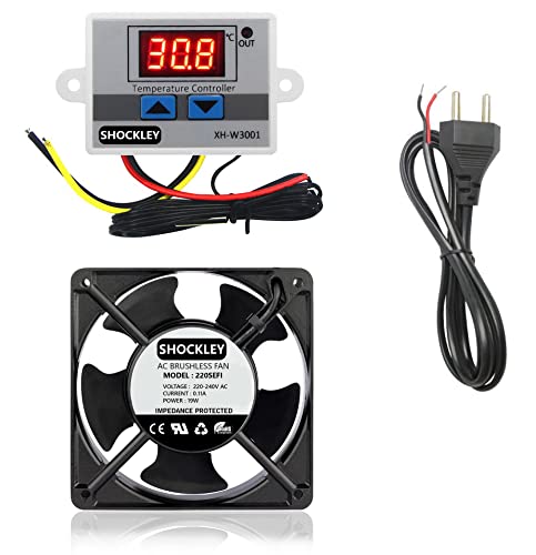 Image of Shockley XH - W3001-50 to 110c Intelligent Digital Thermostat W3001 Digital Temperature Controller Switch (220V / 1500W) (W3001 + 4.5 inch AXIAL FAN 220V + MAINS POWER CORD)