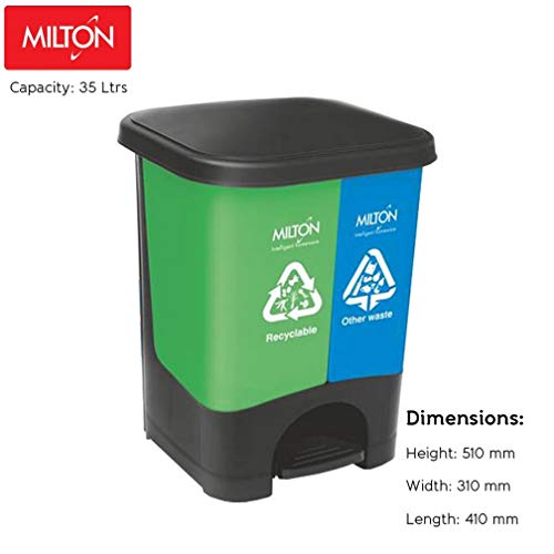 Image of Milton Twin Bin Dry and Wet Plastic Waste Dustbin, 35 litres