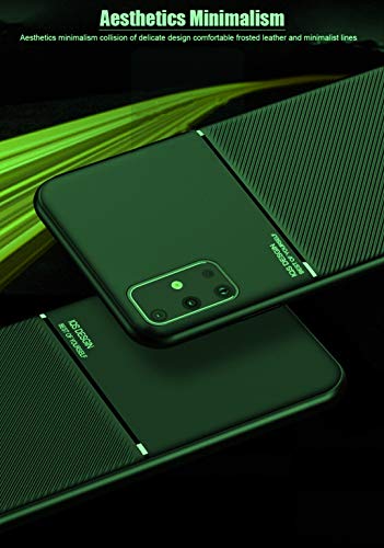 Image of MOBITUSSION Carbon Pattern Shockproof PU Material Semi Flexible Back Case Compatible with Samsung M31s (Green)