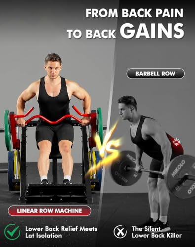 Image of Mikolo Linear Row Machine, Back Workout Machine for Home Gym, Plate-Loaded Back Machine with Linear Bearing, Back Row Machine LAT Training Equipment SR06 Ultra