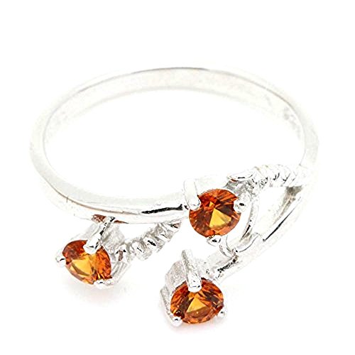 Bague Saphir Orange Argent 925 - Alliance fine taille 50 pour femme