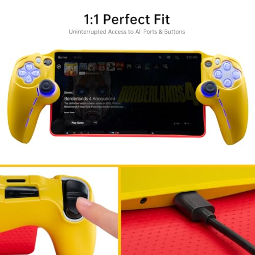 Image of UYIYE Thin Fit Designed for PlayStation Portal Remote Player Case (Yellow+White)