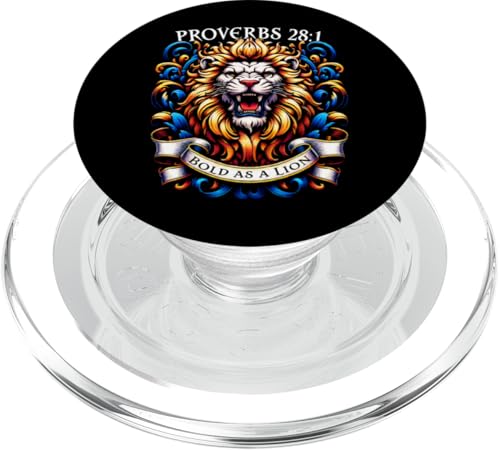 Proverbi 28:1 Verso della Bibbia Ispirazione Bold as a Lion Design PopSockets PopGrip per MagSafe