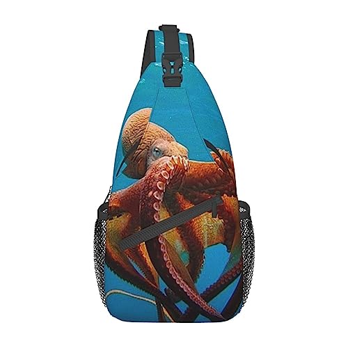 Sac à dos pieuvre noir durable, sac à bandoulière unisexe et sacoche de jour One Size