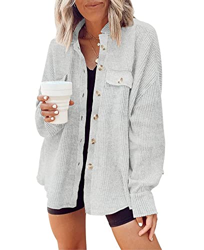 Image of Womens Corduroy Button Down Shirts Color Block Long Sleeve Blouses Tops Jackets
