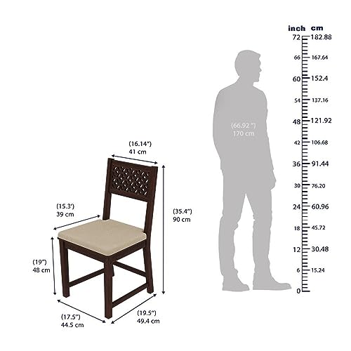 Image of Wakefit Dining Table 4 Seater | 3 Years Warranty | Dining Table, Dining Table 4 Seater with Chairs, Dinner Table, Fanila (Sheesham Wood, Classic Brown)