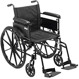 Drive Medical Cruiser X4 Lightweight Dual Axle Wheelchair with Adjustable Detachable Arms Full Arms Swing Away Footrests 16' Seat, Silver Vein, 6 Inch, 1 Count