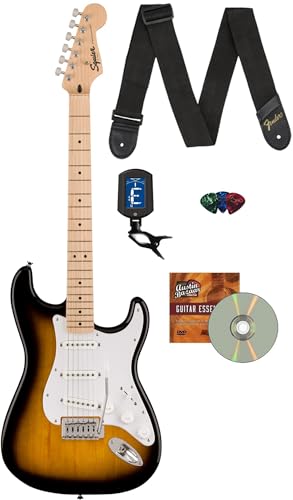 Fender Squier Sonic Stratocaster - 2�F�T���o�[�X�g�o���h�� �`���[�i�[�A�X�g���b�v�A�s�b�N�A�I�[�X�e�B���o�U�[���M�^�[DVD�t��