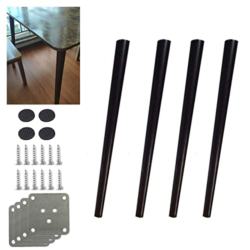 SZITW 4 Patas de Roble para Muebles, Patas de Repuesto para Mesa de Comedor, Patas de Silla, Patas de Apoyo para sofá, Color Negro, 50 cm/19,7 Pulgadas, Patas de Escritorio de Madera Maciza, Cono