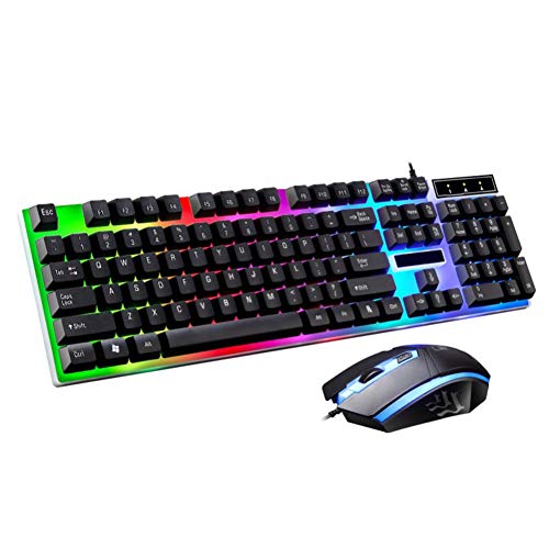 Image of Keyboard Led Backlit Multimedia Ergonomic 104 Keys Usb Gaming Wired Keyboard and Mouse Combo Illuminated Keyboard Mouse Set