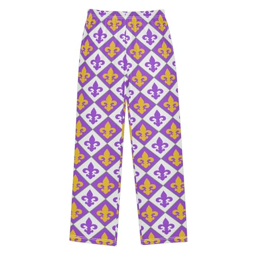 Fleur De Lis Boys Long Pants Soft Trousers Elastic Waist Kids Lounge Bottoms with Pockets S-XL