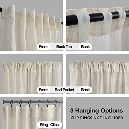 Tan Beige Rustic Curtains 84 Inches Long For Living Room 2 Panels Set Sheer European Natural Flax Faux Linen Polyester Blended Thick Burlap Farmhouse Look Primitive Country Curtains For Bedroom Decor #TOP3