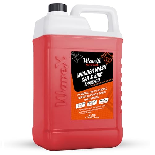Wavex Wonder Wash Car Shampoo (5L) | Luxurious Car Wash Shampoo, Honey Thick with Super Suds | Car Washing Shampoo with Peach Fragrance, Produces Thick Foam