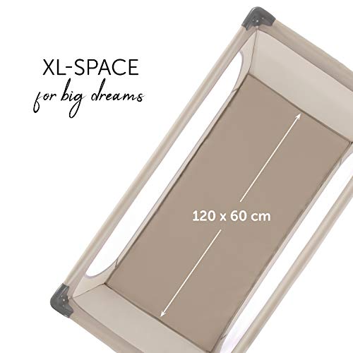 hauck Dream N Play, Beige - Baby & Kinder Reisebett mit Tragetasche ab Geburt bis 15 kg, Schnell & Kompakt Faltbar, Große Netzfenster
