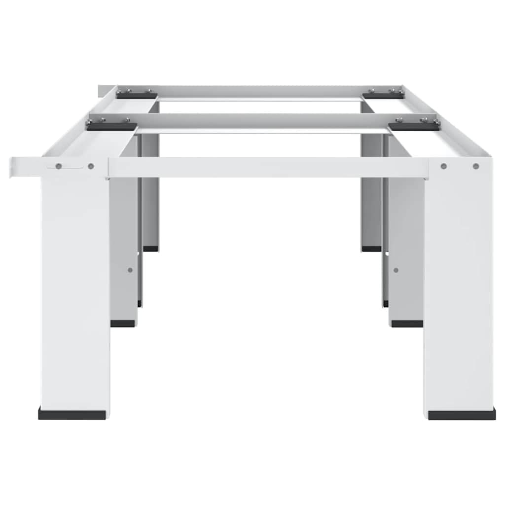 Doble base de acero blanco para lavadora y secadora 127 x 54,5 x 32,5 cm con almohadillas antideslizantes y pies de goma para electrodomésticos estándar Altura de trabajo y protección del