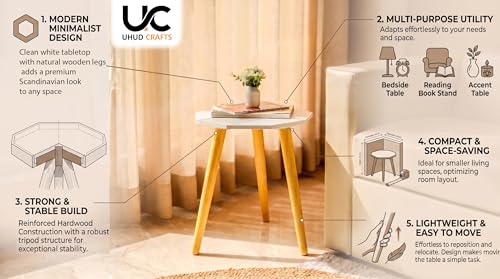 Image of UHUD CRAFTS Home Decor Multipurpose Wooden Coffee Table /Centre Table /Side Table /End Table /Tea Table for Living Room,Bedroom, Balcony & Office - White
