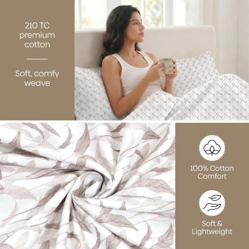 Image of Haus & Kinder Double Bed Bedsheet for Queen Size Bed with 2 Pillow Covers 90 Inch x 100 Inch | Premium Soft & Silky Pure Cotton 300 TC Flat Double Bedsheet | Velvet Canopy Brown