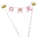 Baby First Birthday "ONE" Cake Bunting Banner Topper for Birthday Cake (Pink)