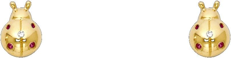 14k REAL Yellow Gold Ladybug Stud Earrings with Screw Back - Image 2