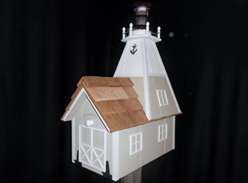 Amish Handmade Handcrafted Rural Mailbox Solar Lighthouse Almond & White