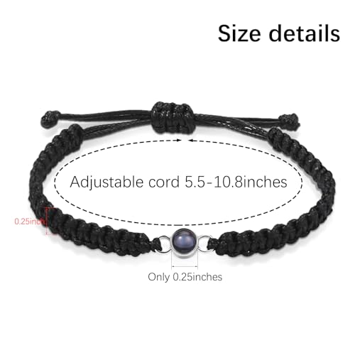 Custom Bracelet with Picture Inside, Personalized Photo Projection Bracelets Adjustable Length Women's Identification Bracelets, Relationship Love Anniversary Memorial Gifts For Girlfriend Boyfriend3