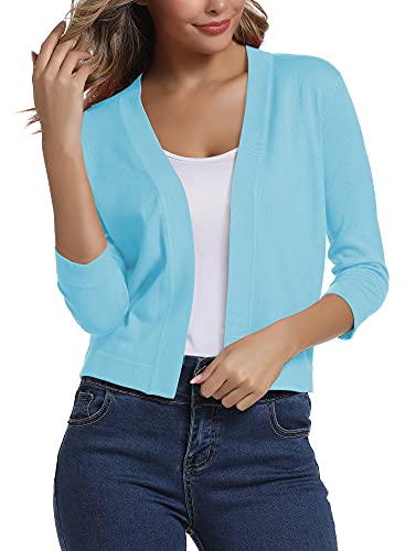 Urban CoCo Women's 3/4 Sleeve Cropped Cardigan