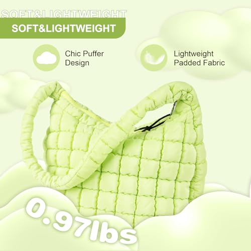 Image of Quilted Puffer Tote Bag Purse Puffy Crossbody Shoulder Bag,Lightweight Nylon Hobo Bag Puffer Carryall Bag for Women Girl