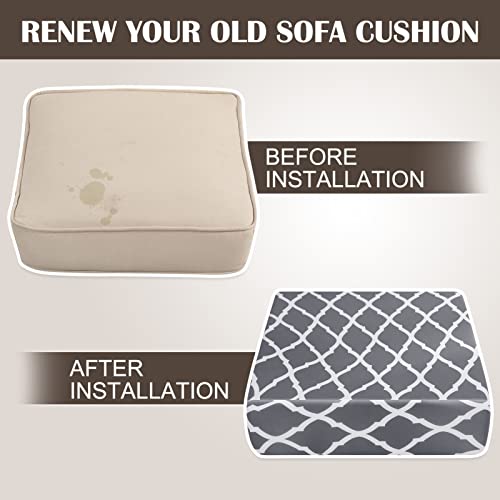 Searchi Stretch Printed Sofa Couch Cushion Covers Replacement Chair Cushion Slipcovers Stretch Sofa Seat Cover Furniture Protector Sofa Slipcover Soft With Elastic Bottom(Medium, Gray+White) #TOP6