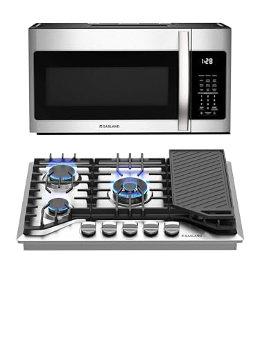 GASLAND 30 Inch Over the Range Microwave Oven+30 Inch Gas Cooktop, PRO GH3305SF 5 Burner Gas Stovetop