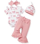 Renotemy Newborn Baby Girl Clothes Infant Romper Spring Summer Outfits Gifts Bell Bottoms Pant Se...