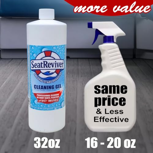 Image of Marine Mildew Stain Remover for Boat Seats, Vinyl & Plastic | Light Gel That Clings Longer | Fast-Acting | No Scrub | 32oz
