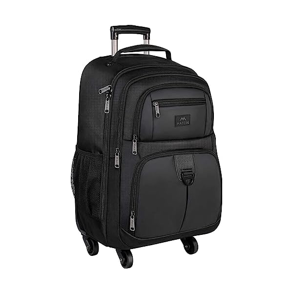 MATEIN Rolling Backpack with 4 Wheels, 17 inch Roller Travel Laptop Backpack for Women Men, Large Wheeled Backpacks Water Resistant Business Carry on Luggage, Airline Approved Suitcase Bag, Black