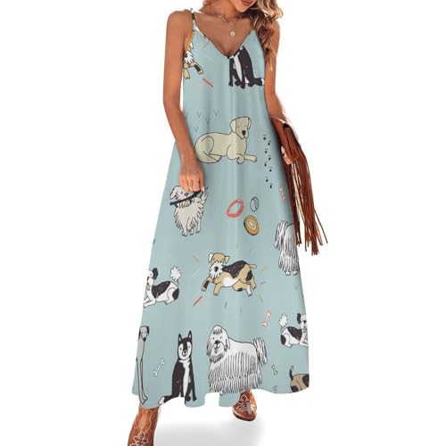 Robe longue pour femme ete coupe fluide maxi sans manches de plage