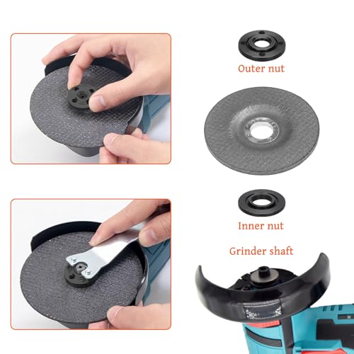 6 accesorios para amoladora angular, tuerca de liberación rápida M14 con llave flexible e instalación de brida interna externa compatible con amoladoras angulares de 125 mm - imagen 4
