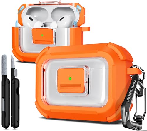Coque AirPods Pro 2 orange à fermeture magnétique sécurisée contre la perte des écouteurs