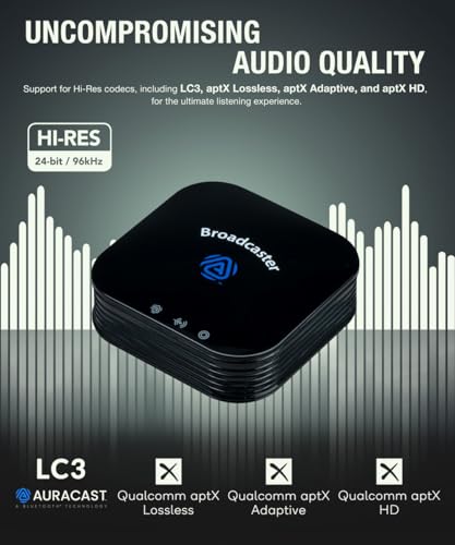 HomeSpot BA210 v2 Auracast Bluetooth Transmitter, LC3, AptX Lossless, AptX HD, Optical & 3.5mm Inputs, Compatible with Galaxy Buds 2 Pro, Buds 3, JY300 JM320, Hearing Aids and Bluetooth Headphones