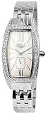 Airfield Damen-Uhr Weiß Strass Analog Edelstahl Quarz Armbanduhr