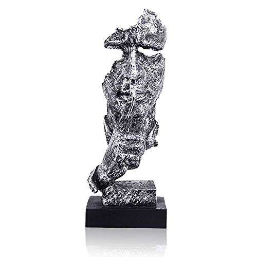 Lependor Silence is Golden - Handcrafted Silent Men Statues Resin Abstract Sculpture Office Home Decor Figurine Gift - Silence Silver