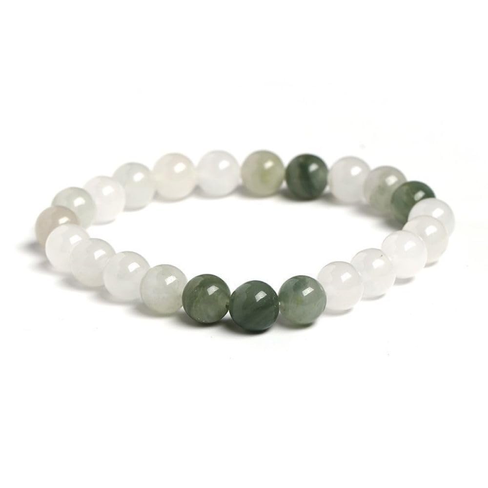 OutFytChakra Bracelets For Women, Natural Ice Green Jade Stone Bangle Charm Gemstone Fashion Bracelet Yoga Chakra Healing Crystal Bracelet Balance Wristband Stretch Bangles Gift For Women Men