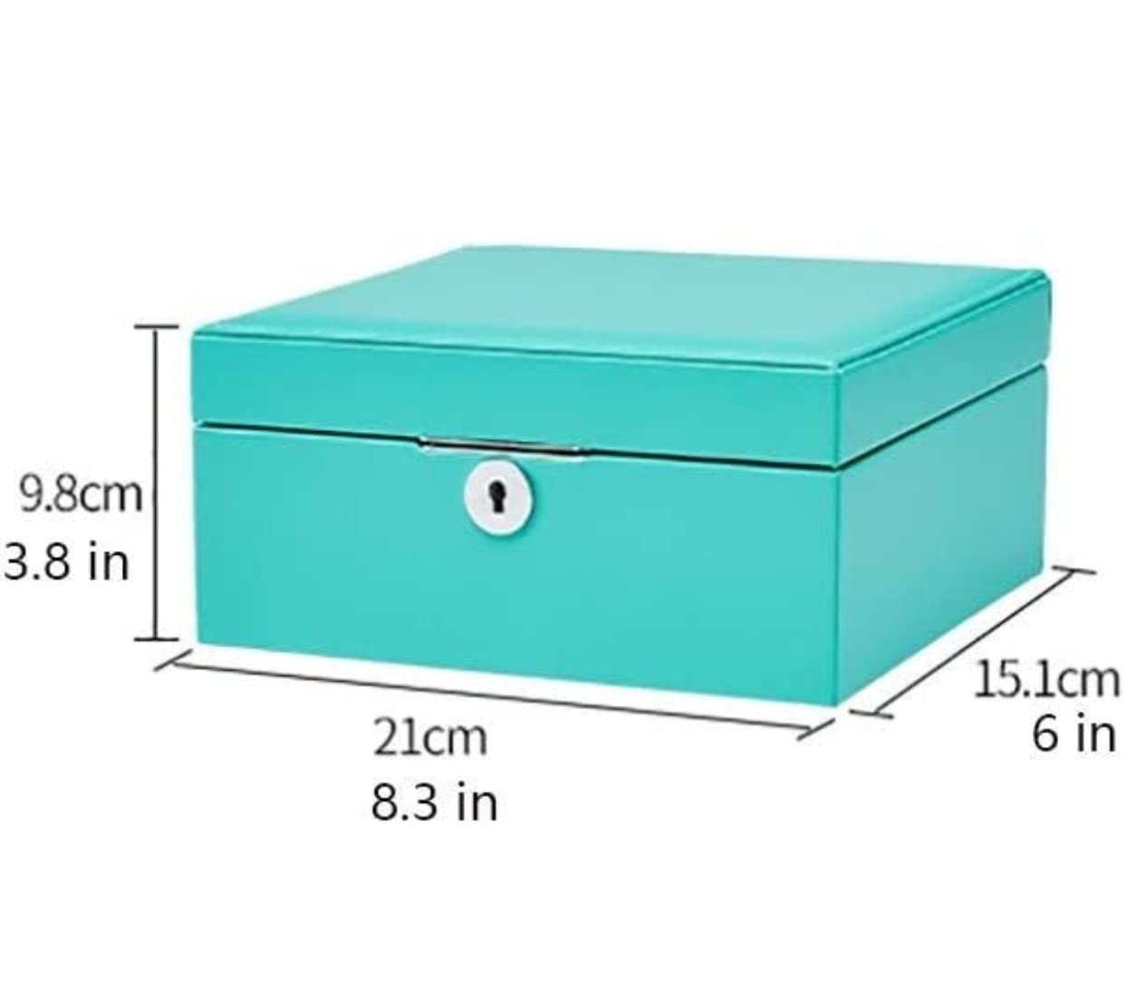 Caja De Joyería Joyero con Cerradura Joyero con Espejo Organizador De Joyas 2 Capas Vitrina De Joyas Organizador De Joyas(Blue)