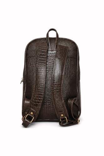 Image of Full-Grain Natural Genuine Pure Leather Laptop Backpack Bags for Mens Man and Women College Office Use Daypack Travel 16 Inch, Size: H-16 X L- 10 X W- 5 Inches